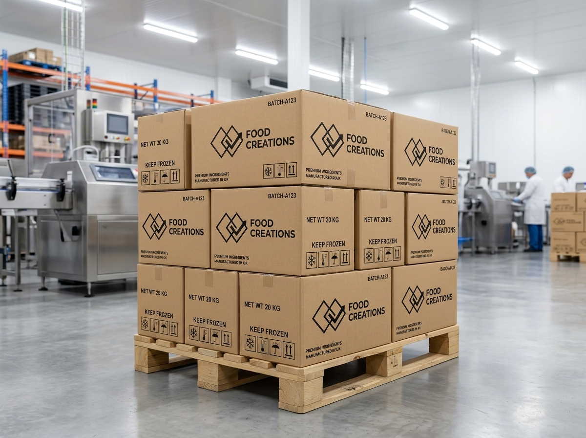 Logistics shipping cartons on warehouse pallet